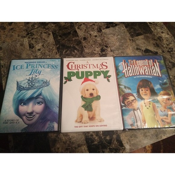 lot of 3 Kids DVDs  ice princess lily A Xmas Puppy , The legend of hallowaiiaw - Picture 1 of 4
